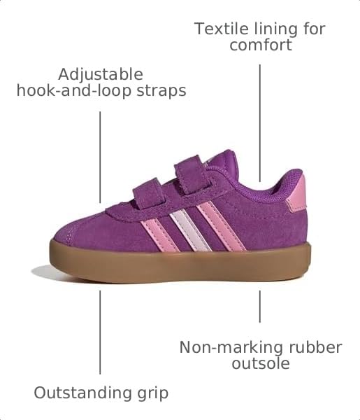 Image of adidas Boys Vl Court 3.0 Slip On Sneakers Shoes Casual - Pink, White