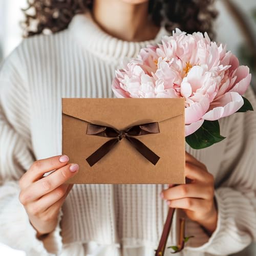 HMCEY 10 Stück Schöne Briefumschläge für Postkarten,Briefumschläge Bunt Klein,Envelopes Small,Perlglanz Papier Umschlag Mit Bändern,Briefkuvert Umschläge Beschriften für Geburtstag-17.5 x 12.4 cm