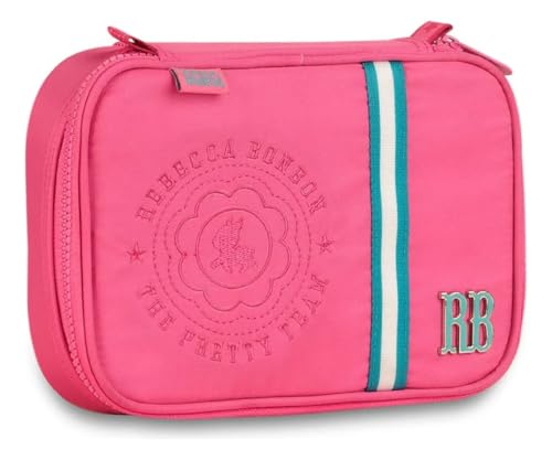 Estojo Rebecca Bonbon Box Nylon Logo Escolar 36 Elásticos (Rosa)