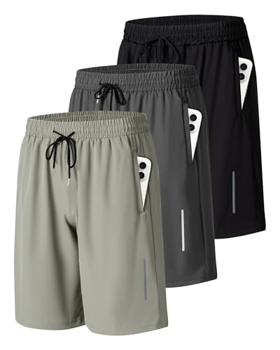 JWJ Mens Athletic Gym Workout Shorts Lightweight Quick Dry Running Basketball Shorts with Zipper Pockets