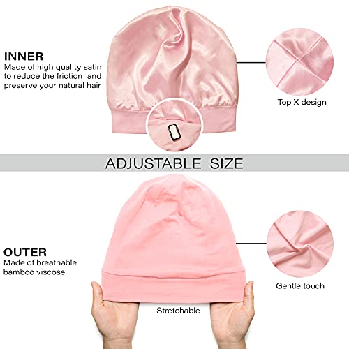 Silk Satin Bonnet Hair Cover Sleep Cap For Sleeping Beanie Hat Adjustable Stay On Headwear Lined Natural Nurse Cap For Women #TOP3