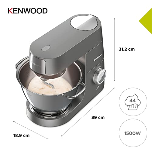 Kenwood KVC7300S Impastatrice Planetaria Chef Titanium SYSTEM PRO, Robot da Cucina Mixer, 1500 W, 4.6 Litri, Acciaio, Argento