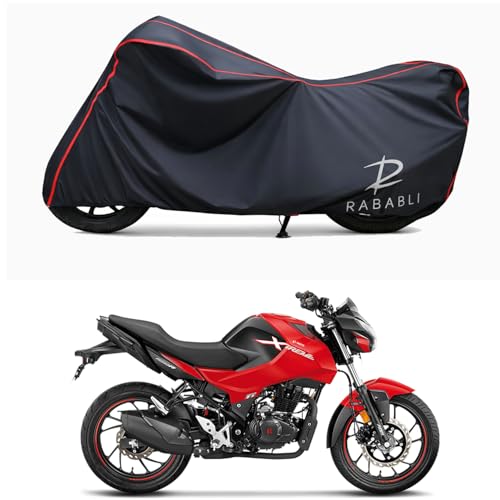 Image of Waterproof Bike Body Cover Compatible for | Hero Xtreme 160R | Taffeta Fabric, Red Piping Design, Bottom Elastic Fit | Dustproof, Sun UV & Rain Protection for All Bikes