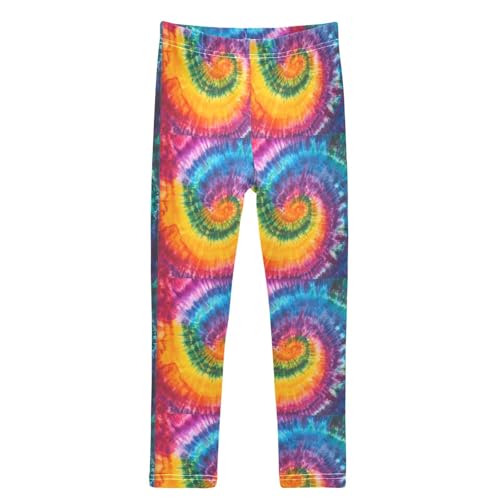 Swirl Rainbow Tie Dye Girls Leggings Kids Yoga Pants Dance Active Tights 4T