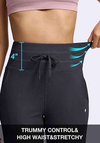 Soothfeel Womens Yoga Sweatpants Wide Leg High Waisted Lounge Pants Stretch Loose Casual Sweat Pants with Pockets 29" 31"4