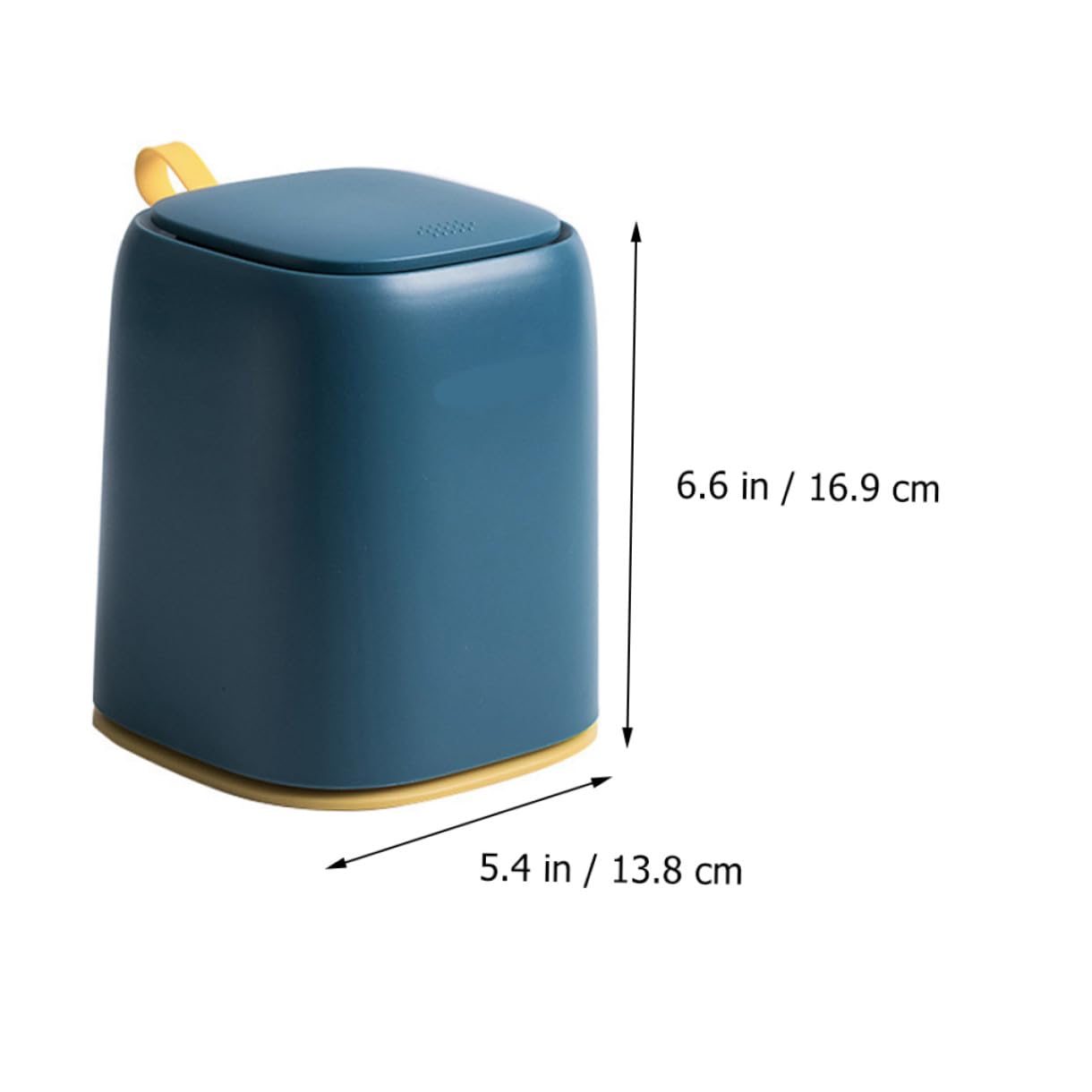 Mini Desktop Trash Can Portable Wastebasket with Press Lid, Navy Compact Storage Container for Office, Bathroom, and Home Organization