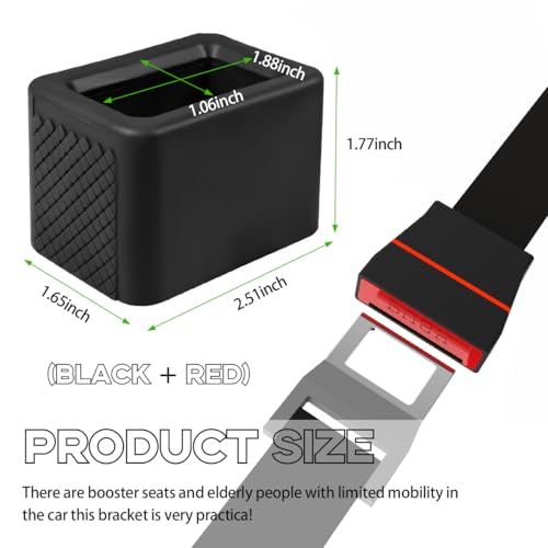 Image of Augeny 2 PCS Seat Belt Buckle Holder, Silicone Auto Rear Seatbelt Buckle Booster to Makes Receptacle Stand Upright for Easy Access, Universal Vehicle Seatbelt Buckle for Kids (Black+Red)