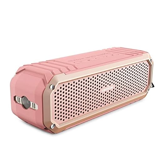 COMISO Bluetooth Speakers with Lights, Loud Dual Driver Wireless Bluetooth Speaker with HD Audio and Enhanced Bass, Wireless Stereo, Built in Mic, Aux Input, Long-Lasting Battery Life (Pink)
