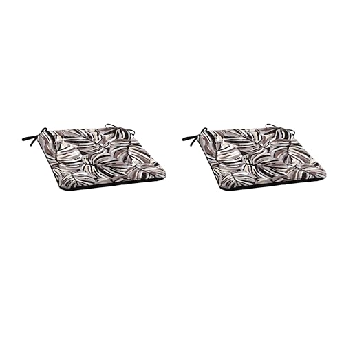 Arden Selections HQ17361A-D9Z2 Outdoor Seat Pad, 2 Pack, 19 X 18, Rain-Proof, Fade Resistant, Black Tropical cover