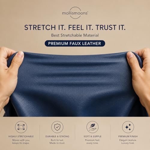 Image of Mollismoons Premium 300 GSM Stretchable Faux Leather Bean Bag Cover Only (Without Beans),Bean Bag Chair for Adults & Kids, Gaming, Study, WFH, Indoor Outdoor,45x24Inch (Royal Navy Blue)