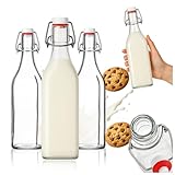 SUPERBUTELKI.PL Glasflaschen mit Bügelverschluss 500 ml – 5er Set | Wiederverwendbar, lebensmittelecht, dicht | Ideal für Milch, Säfte, Smoothies