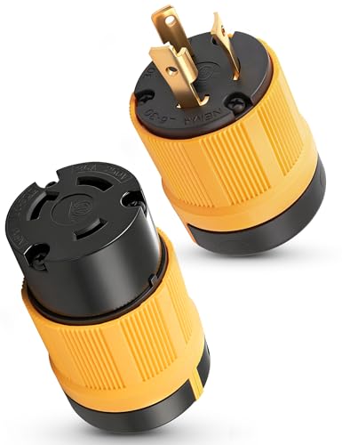 MECMO 30A/250V NEMA L6-30P & L6-30R Generator Locking Plug Connector Set 3 Prong Twist Lock Male and Female Adapter Plug Socket 30 Amp 125 Volt 2P 3W Grounding Industrial Grade Heavy Duty