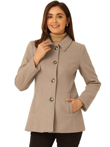 Image of Allegra K Womens Work Office Winter Overcoat Single Breasted Point Collar Pea Coat Small Light Brown
