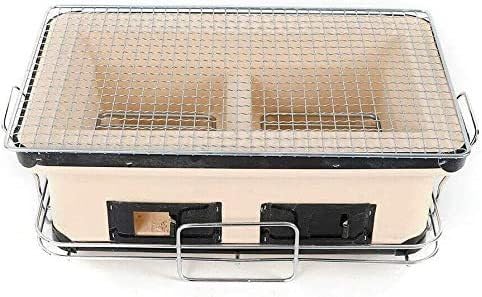 Griglia a carbonella, rettangolare in ceramica, per barbecue Hibachi, per Yakiniku, da tavolo o per uso interno, perfetta per la cucina giapponese-coreana, facile da pulire e utilizzare