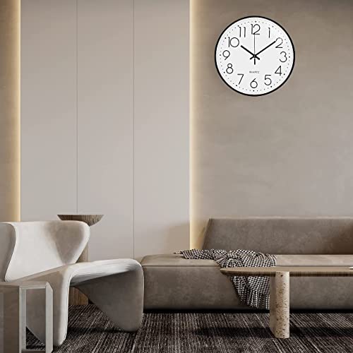 Image of TEKCOOL Plastic Digital Wall Clock 12 inch Silent Quartz Decorative Non-Ticking Classic Clock Battery Operated Round Easy to Read for Room /Home /Kitchen /Bedroom /Office /School- (White Black);