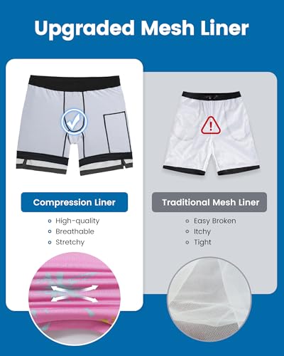 Image of maamgic Mens Swim Trunks with Compression Liner 7 Inch Inseam Mens Bathing Suit Quick Dry Swimming Trunks Swimsuit