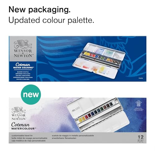 Windsor & Newton cot Man watercolor half pan set 12 color blue box set