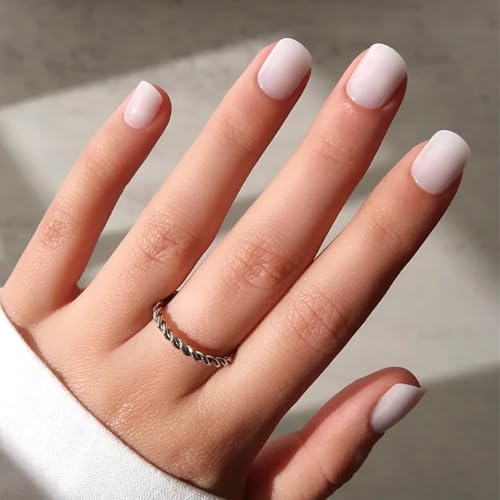 Glamnetic Press On Nails - Cool Whip | Super Short White Fake Nai...