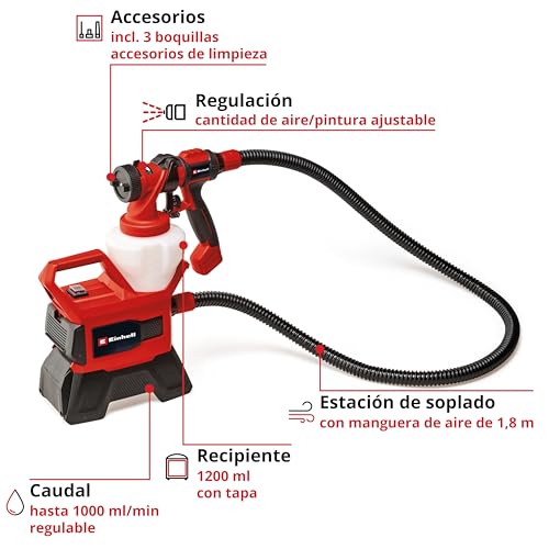 Pistola de pintura a batería Einhell de 1000 ml/min con flujo regulable de aire 4