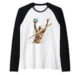 Jugador Dinámico de Vóley Playa Deportes de Acción Camiseta Manga Raglan