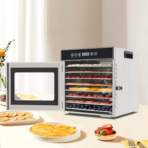 JAYEUW Dörrautomat mit 8 Edelstahlschale Dörrer Obsttrockner 500W 30-90℃ kurze Trockenzeit für Obst, Pilzen und Fleisch – Bild 3