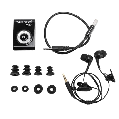BTSEURY MP3 Player, Swimming MP3 Player, 8GB Memory Multifunctional Portable Underwater Music Player with Headphone for Diving Surfing Running Skiing Kayaking (Black)