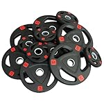 Fitvids Olympic Cast Iron 2-Inch Weight Plate for Strength Training & Weightlifting, Rubber Coate Style, Multiple Weights Available - Image 4