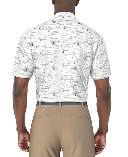 PGA TOUR Men's Short Sleeve Printed Golf Polo Shirt Moisture Wicking2