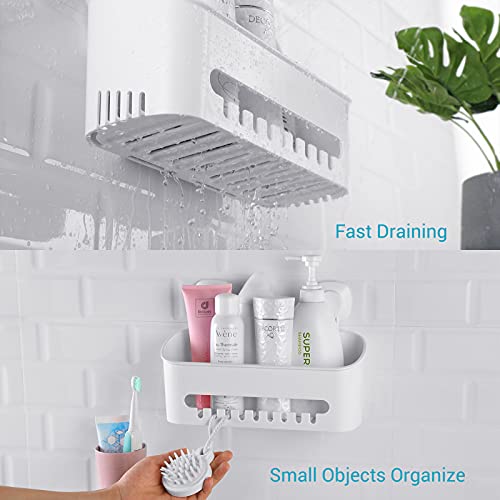 Budget & Good Shower Caddy Suction Cup No-Drilling Removable Bathroom Shower Organizer Suction Shower Storage Heavy Duty Shower Shelf Basket Organizer For Bath Shampoo Conditioner - White #TOP3