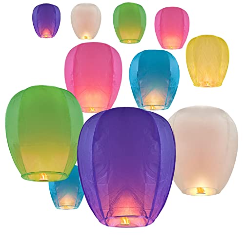 30 Pack Chinese Lanterns Sky Lanterns to Release in Sky Memorial, Biodegradable Floating Wishing Paper Lanterns for Birthday Party Celebration Events and Festivalsï¼ˆMulticoloredï¼‰