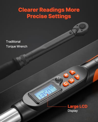Image of VEVOR Torque Wrench 0-1.5 in Adjustable Jaw Opening Digital Torque Wrench, Open-End Jaw, 4 Display Units, ±2% Accuracy, LCD Screen, with Buzzer and LED Indicator, for Pipe and Automotive Repair