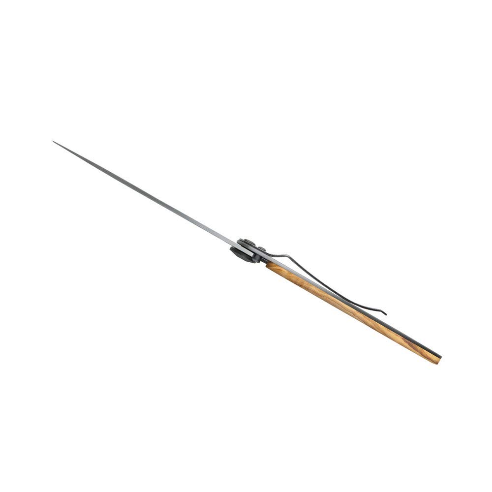 Deejo - Couteau de Poche Pliant 37g - Manche en Bois d’Olivier, Lame en Acier Inoxydable Z40C13 - Motif Terra Incognita - Couteau de Table, Randonnée, Camping, Bivouac