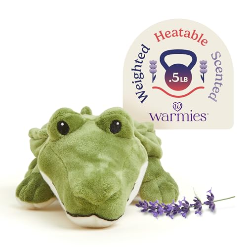 Image of warmies Junior Microwavable & Weighted Stuffed Animals, Alligator - Heated Stuffed Animal Plushie for Warmth & Comfort - Cute Soft Plush Toys for Adults & Children (Boys, Girls, Babies & Toddlers)