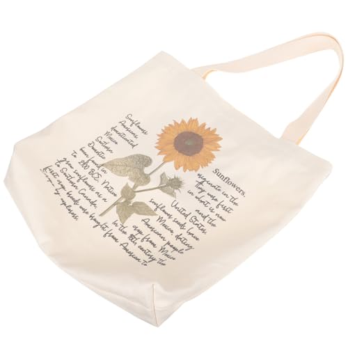 NULYLU Bolso Diseño Sencillo Gran Capacidad y Color Beige de Lona Estampado Floral Reutilizable para Mujer Adecuado para Viajes y