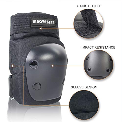 image for LANOVAGEAR Knee Elbow Pads with Wrist Guard Adjustable Toddler to Adul