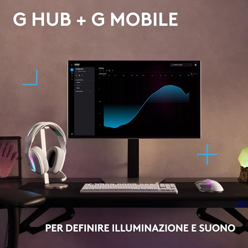 G522 LIGHTSPEED cuffia con microfono gaming wireless,LIGHTSYNC RGB, microfono e audio sincronizzato avanzato, connettività tripla con LIGHTSPEED, Bluetooth, da USB-A a USB-C per PC, Bianco - Cuffia gaming - Immagine 6