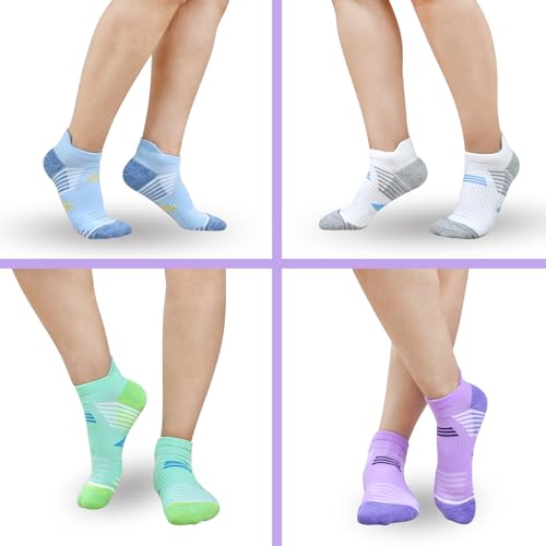 J.WMEET Womens Ankle Socks Athletic Cushioned Breathable Performance Sport Tab Cotton Quarter Women's Running Socks 6 Pack 5
