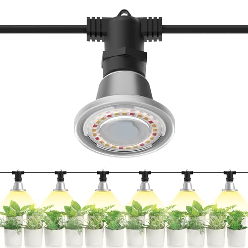 SANSI Hanging Grow Light String for Indoor Outdoor Plants, 6 LED Grow Light Bulbs 72W with Optical...