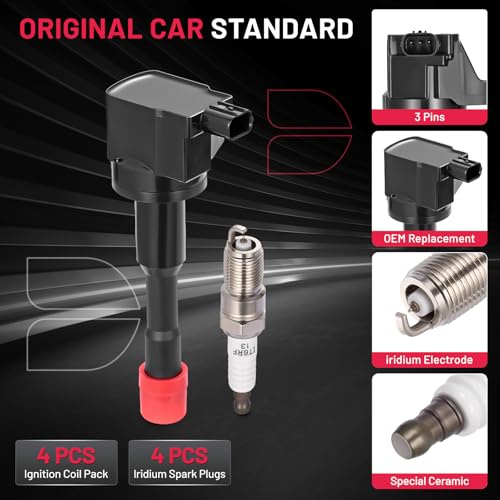 Image of BDFHYK Ignition Coil UF374 and Spark Plug 5325 for Honda Civic 2003-2011