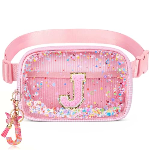 Image of Initial Fanny Pack for Girls - Belt Bag for Teens Kid Teen Girl Kid Birthday Gift Pink J