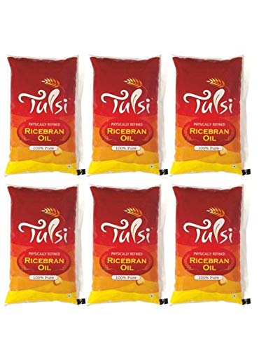 Image of Tulsi Physically Refined Rice Bran Cooking Oil 6 Litre Pouches