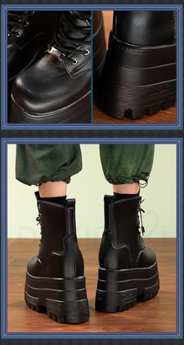 KIRA KIRA Women Cosplay Props 19cm/7.5in Heightening Shoes Black Invisible Thick-Soled Wedge High Heel Boots3