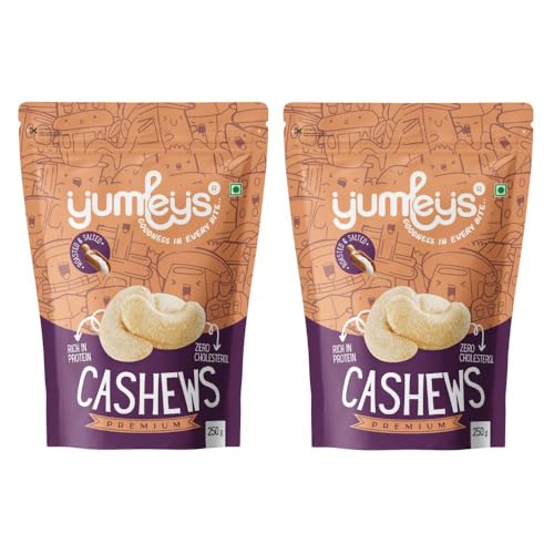 Image of Yumleys Premium Roasted and Salted Cashews | Combo Snacks 500g (2 x 250g) | Rich in Protein | Crunchy & Delicious