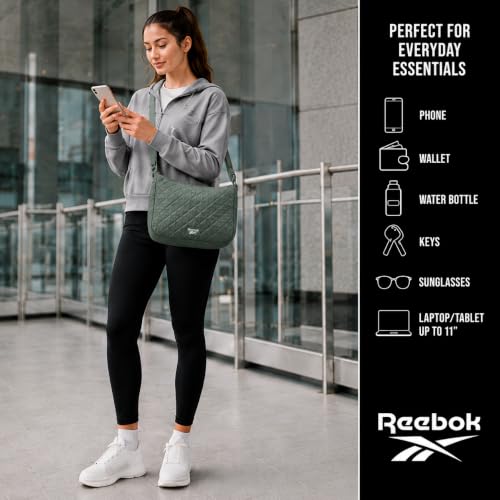 Image of Reebok Womens Crossbody Bag - Lightweight Stylish Nylon Quilted and Non-Quilted Everyday Crossbody Sling Bags for Women