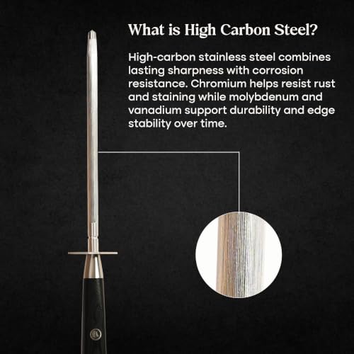 Image of Cumin Co 8 Inch Knife Sharpening Rod | Premium High Carbon Stainless Steel Sharpening Rod | Professional Knife Sharpener for Kitchen & Chef Knives