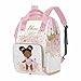 M YESCUSTOM Customized Diaper Bag Backpack with Name Personalized Pink Flower Mommy Bag for Mom Dad Unisex Multi Function Bag