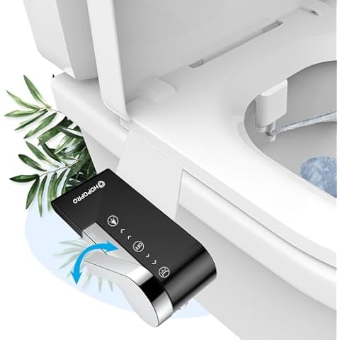 HOPOPRO Bidet Attachment for Toilet, Non-Electric Bidet Ultra-Slim Dual Nozzle (Feminine/Rear Wash), Fresh Cold Water Sprayer Bidets for Existing Toilets with Adjustable Pressure Control, Black Cover