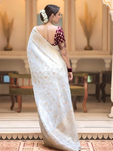 Image of Yashika Women's Pure Kanjivaram Silk Saree Soft Banarasi Style Wedding With Blouse Piece | Saree For Women | New Sari