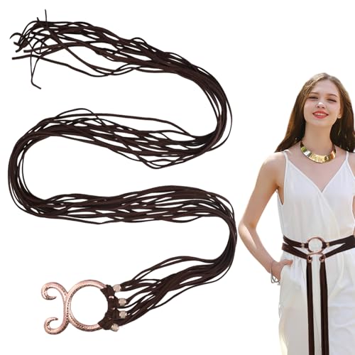 Renaissance Accessories, Viking Women Medieval Costume Belt, O-Ring Retro Design For Halloween, Renaissance Parties, Witch Role Play (Brown)