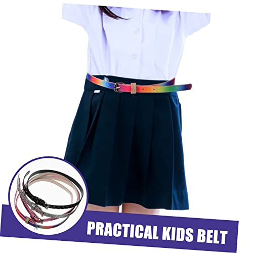 4pcs Boy Girl Faux Leather Belts for Rainbow Glitter Colors Heart Shape Design for Girls Jeans and Outfits3